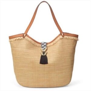Stella & Dot Riviera Tote, Raffia Fringe, Straw Tassel